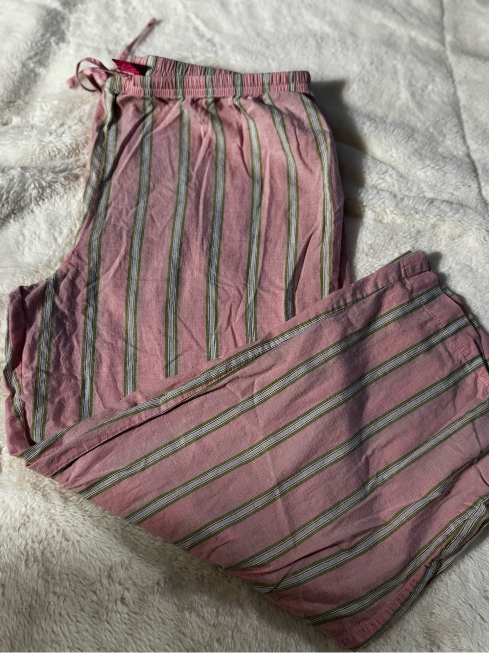 Swell Pink Striped Lounge Pajama Pants with Green Accents